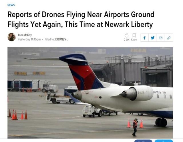 美机场因无人机干扰关闭，有客机空中盘旋没油了…